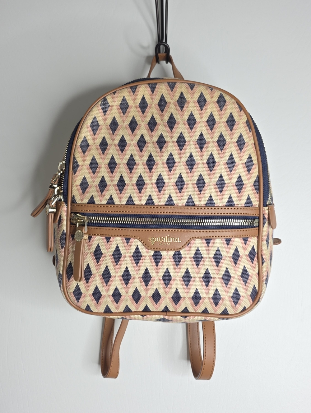 Spartina 449 Daufuskie Island Geometric Diamond Mini Backpack Linen Leather
